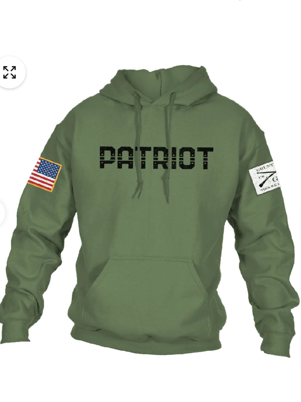 Grunt Style Patriot Hoodie - Military Green with Black Print (2XL)
